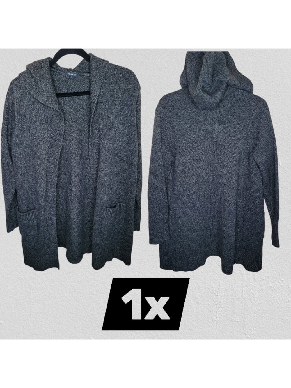 Torrid Dark Olive Green Marled Woolen Hooded Cardigan Open Coat Size 1 -1x